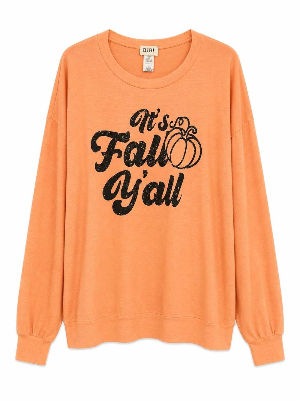 BiBi Orange Graphic Long-Sleeved Tunic 'It's Fall Y'all' Print